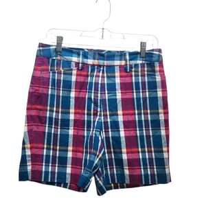 Lands End Pink Blue Plaid Bermuda Shorts Women's Size 6 Vacation Golf Preppy